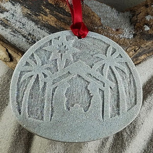 Nativity Silhouette under the Palms Sand Ornament (#322)