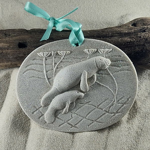 Manatee with Baby Calf Sand Ornament (#353)