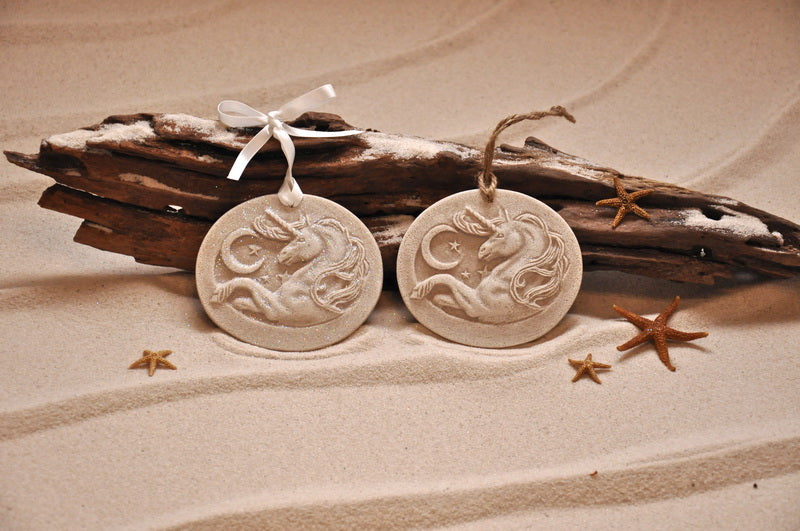 UNICORN & MOON ORNAMENT, UNICORN SAND ORNAMENT, TROPICAL SEASIDE ORNAMENT, COASTAL BEACH GIFT, MADE IN FLORIDA, BEACH LOVER GIFTS, BEACH SAND KEEPSAKES, VACATION SOUVENIR, GIFT SHOP OWNERS, PROMOTIONAL ITEMS, PARTY FAVOR, SPECIAL EVENT, COLLECTIBLES, HAND-CRAFTED, FUNDRAISER, BRIDAL SHOWER FAVORS, DESTINATION WEDDING, BEACH WEDDING FAVORS