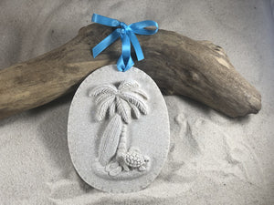 Palm Tree, Surfboard, Turtle Sand Ornament (#297)