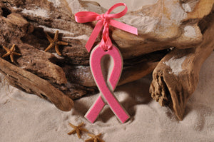 PINK RIBBON ORNAMENT, BREAST CANCER AWARENESS, SAND ORNAMENT, TROPICAL SEASIDE ORNAMENT, COASTAL BEACH GIFT, MADE IN FLORIDA, BEACH LOVER GIFTS, BEACH SAND KEEPSAKES, VACATION SOUVENIR, GIFT SHOP OWNERS, PROMOTIONAL ITEMS, PARTY FAVOR, SPECIAL EVENT, COLLECTIBLES, HAND-CRAFTED, FUNDRAISER