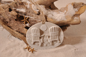 BEACH CHAIRS ORNAMENT, MR & MRS BEACH CHAIRS SAND ORNAMENT, ADIRONDACK CHAIRS, TROPICAL SEASIDE ORNAMENT, COASTAL BEACH GIFT, MADE IN FLORIDA, BEACH LOVER GIFTS, BEACH SAND KEEPSAKES, VACATION SOUVENIR, GIFT SHOP OWNERS, PROMOTIONAL ITEMS, PARTY FAVOR, SPECIAL EVENT, COLLECTIBLES, HAND-CRAFTED, FUNDRAISER, BRIDAL SHOWER FAVORS, DESTINATION WEDDING, BEACH WEDDING FAVORS